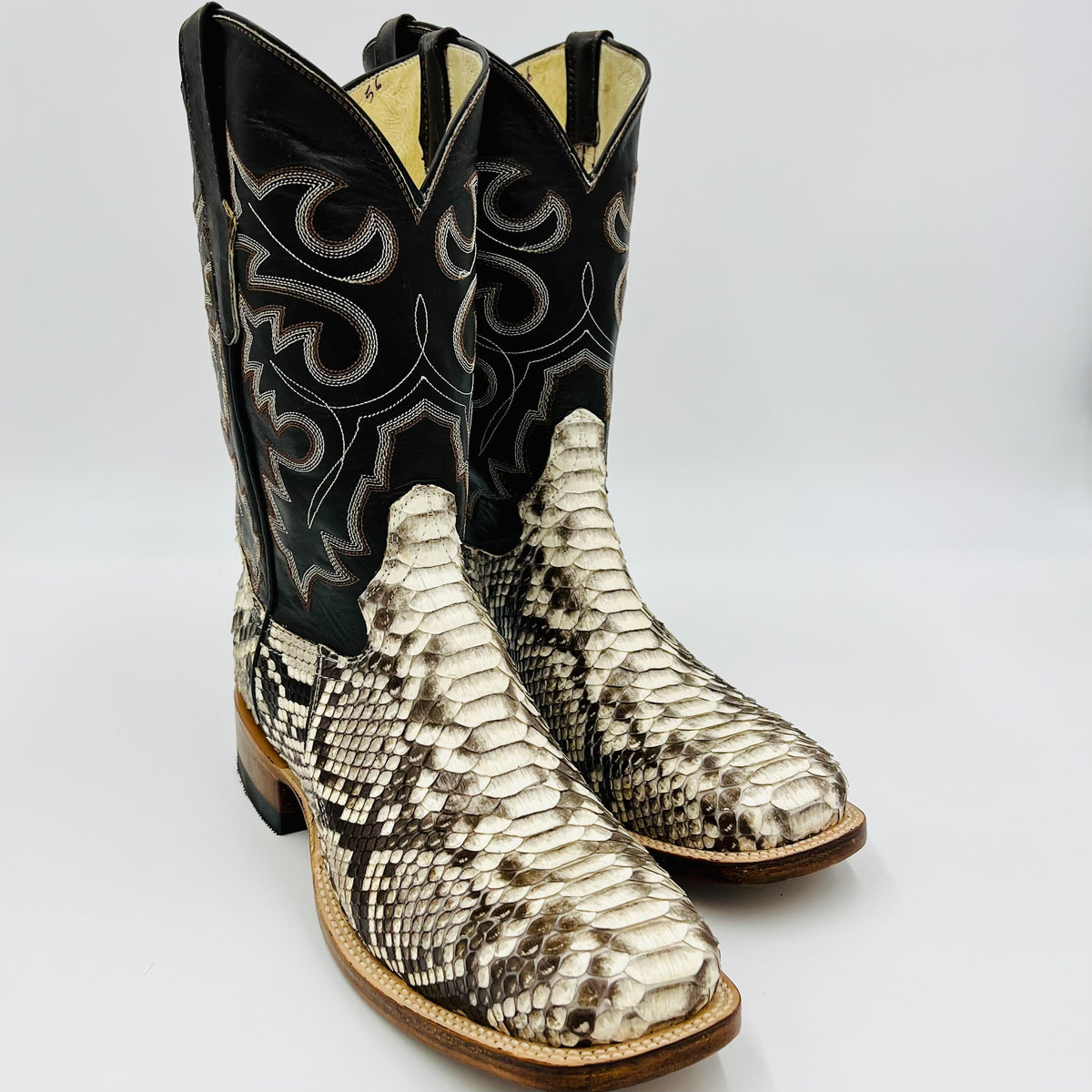 Python Snake Skin Boots Men's Cowtown Square Toe Python Snake Skin