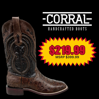 Corral Brown Sq. Toe Ostrich