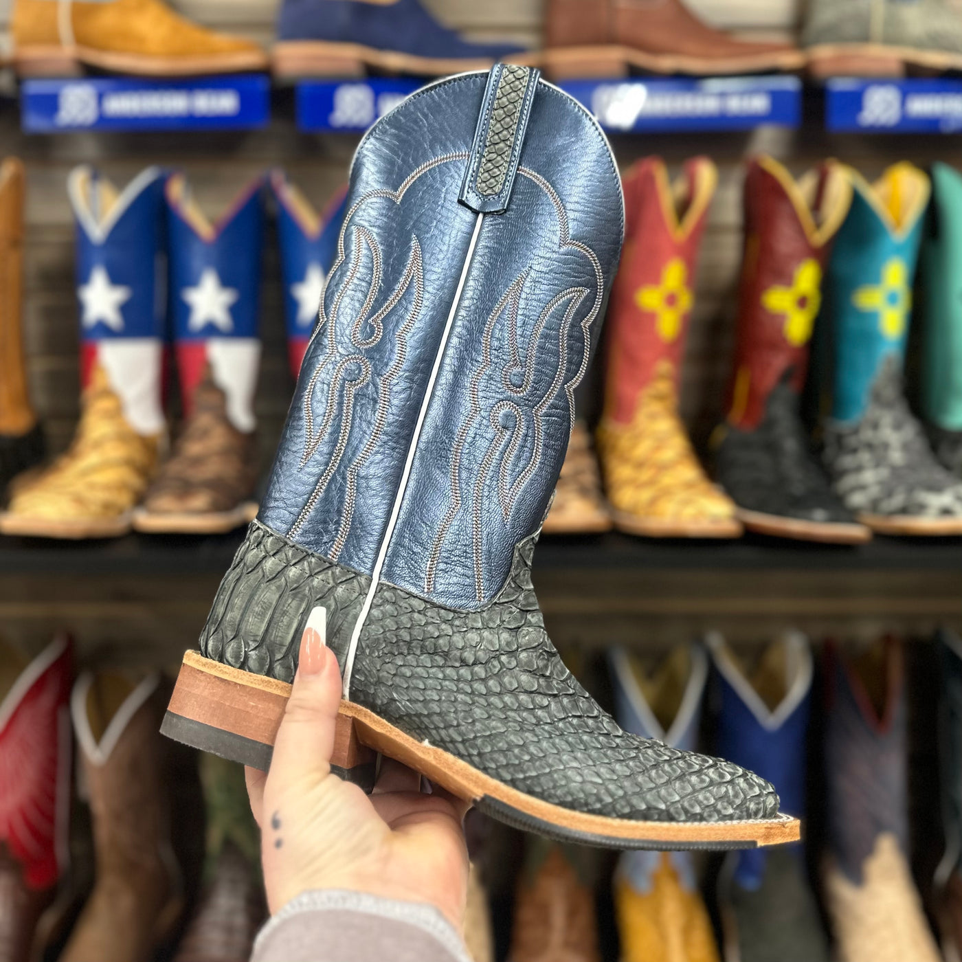 Anderson Bean Grey Rustic Python Boots – Martin Boot Company