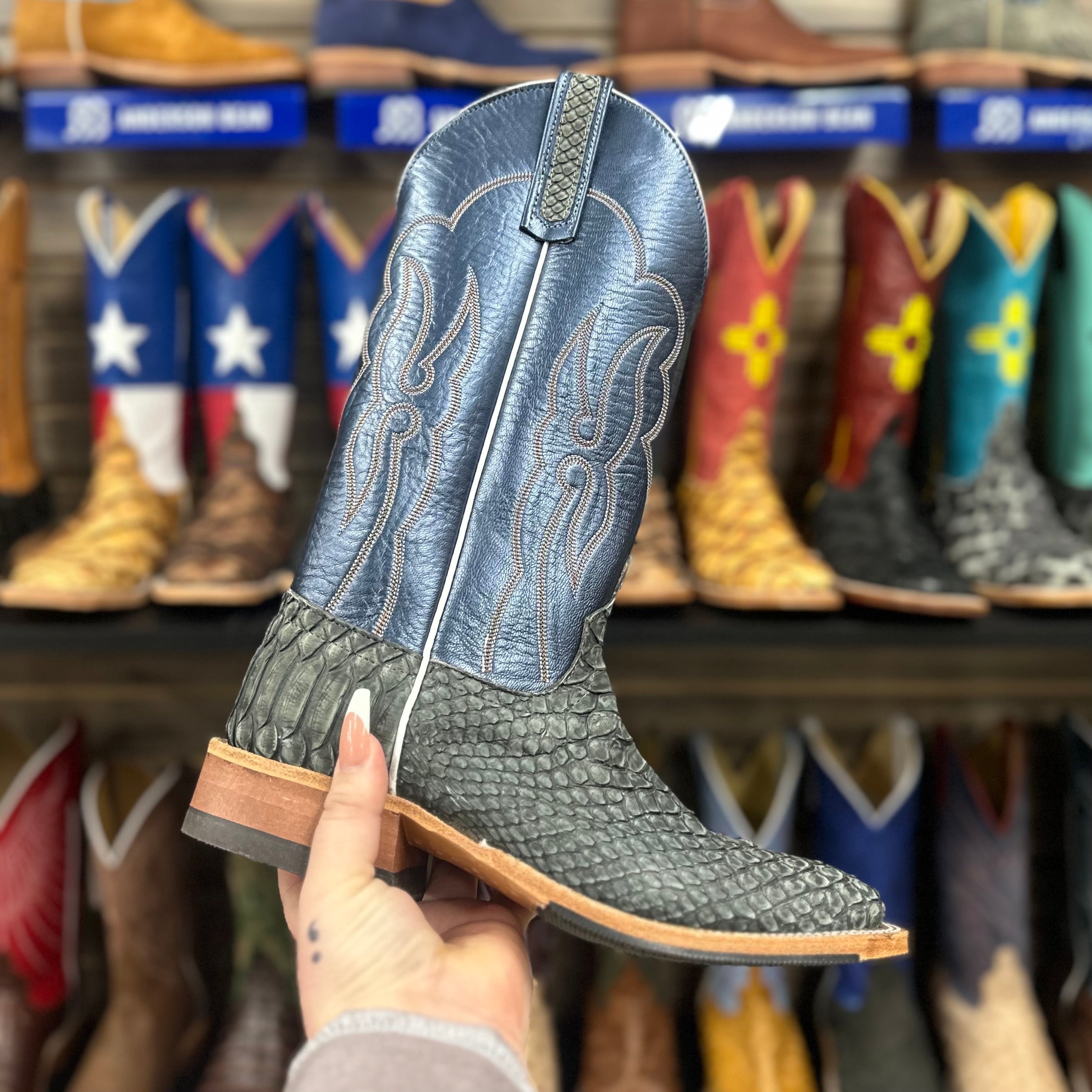 Anderson Bean Grey Rustic Python Boots – Martin Boot Company