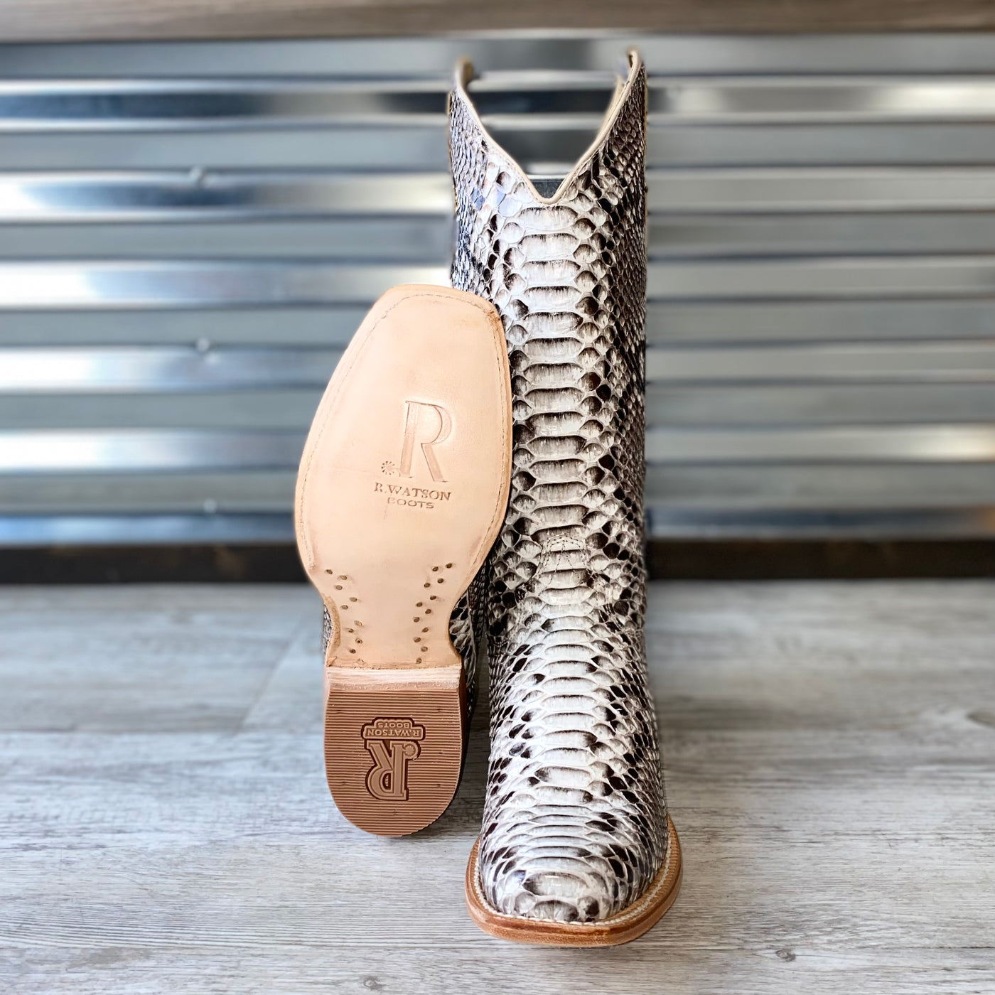 Women's R. Watson Black and White Python Boots – Martin Boot Company