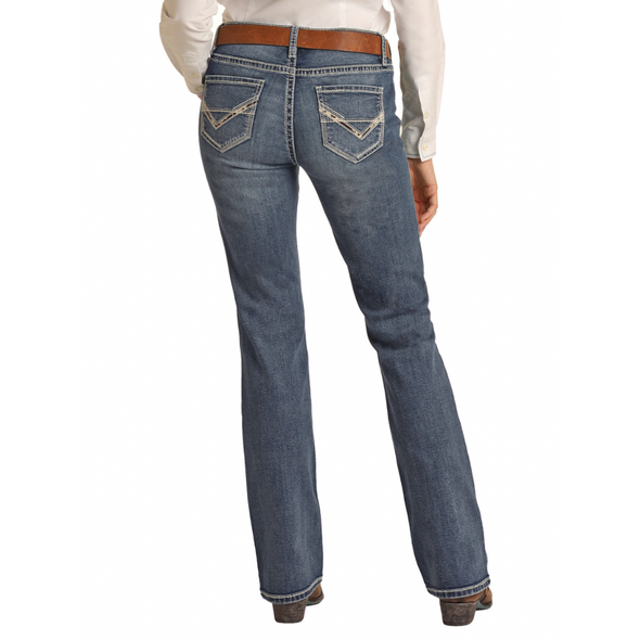 Women's Mid Rise Extra Stretch Cowhide Bootcut Riding Jeans