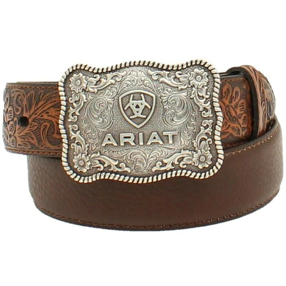 Ariat®1/4" Flower Tooled Brown Belt