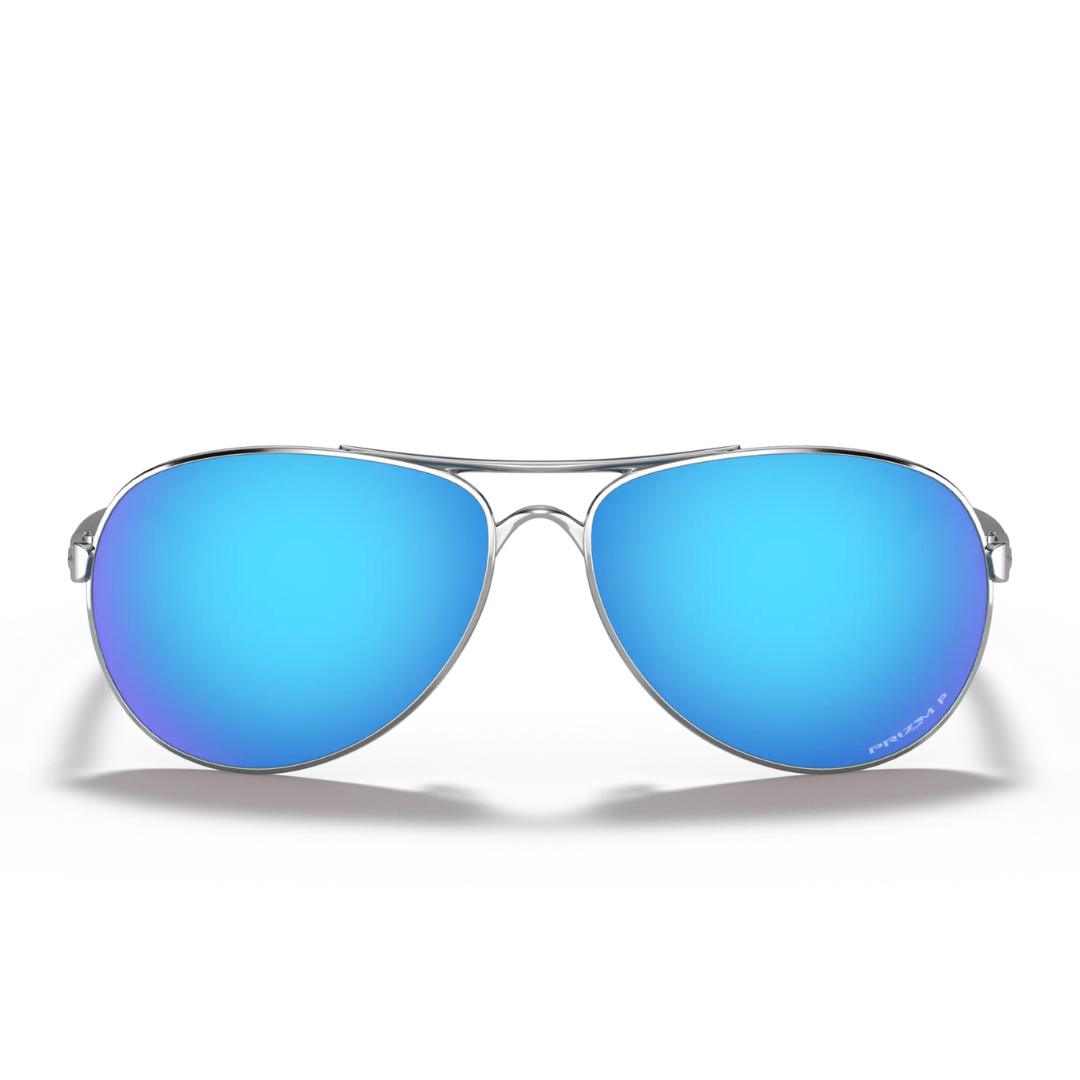 Feedback Prizm Sapphire Polarized Lenses, Polished Chrome Frame Sunglasses