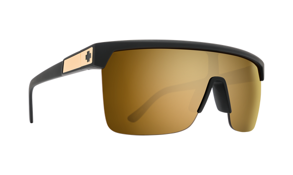 SPY Optic "FLYNN" 50/50 25 Anniv Matte Black Gold with Happy Bronze with Gold Spectra Mirror Lens
