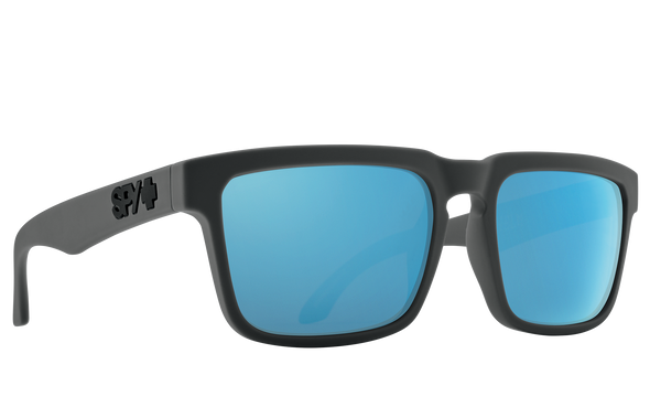 SPY Optic "HELM" Soft Matte Dark Gray with Happy Gray Green Polar with Light Blue Spectra Mirror Lens
