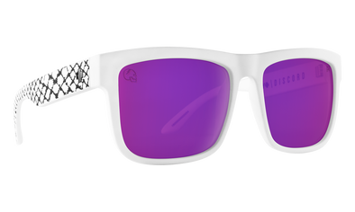 SPY Optic "DISCORD" Slayco Matte White Viper with Happy Bronze Purple Spectra Mirror Lens