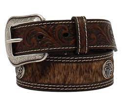 Brown Calf Hair Leather Belt