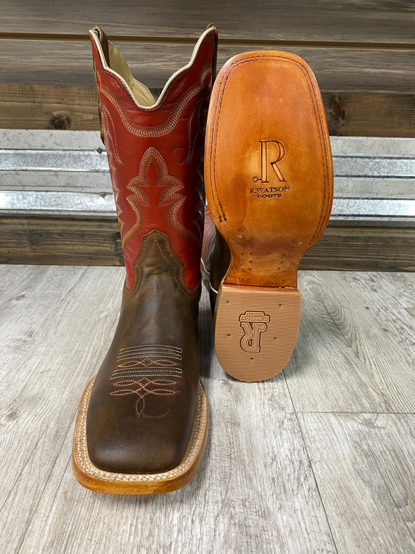 R Watson Square-Toe 11" Arizona Tan Cowboy Boot